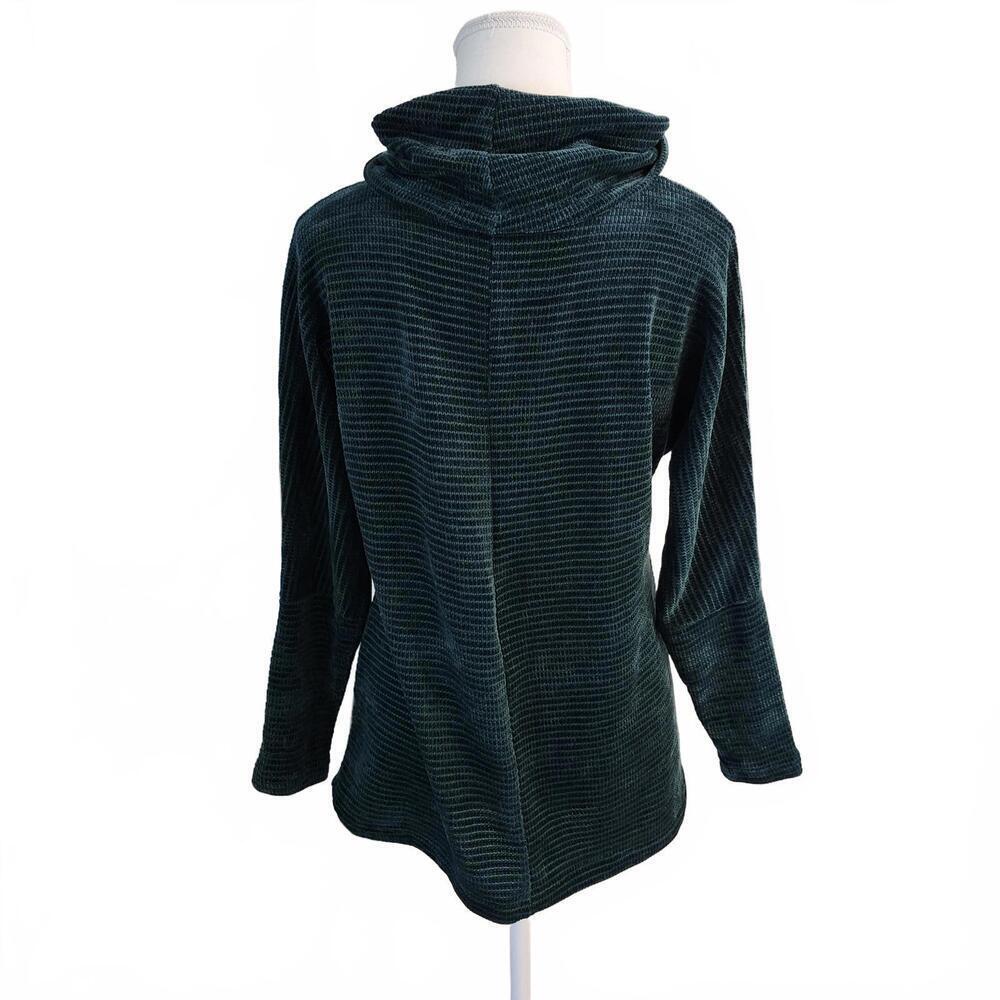 Chenault Knit Top Green S Ribbed Knit Cowl Neck Cozy Long Sleeve Women’s - Picture 2 of 8